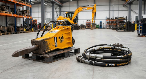 JCB hydraulic pipes and rock breaker spare parts